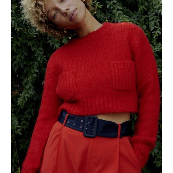 ZARA Soft Knit Cropped Sweater Patch Pockets - Picture 1 of 5